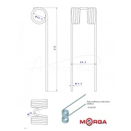 5 vnt - John Deere E41833 rinktuvo pirštai, dažyti milteliniu būdu MORGA - E41833M