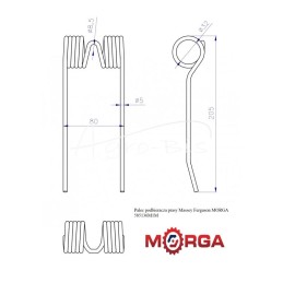 5 vnt - Massey Ferguson 585136M1 preso rinktuvo pirštas, dažytas milteliniu būdu MORGA - 585136M1M