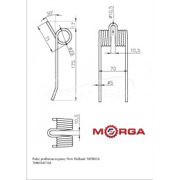 5 vnt - „New Holland“ preso surinkimo pirštas 700054690, dažytas milteliniu būdu MORGA - 700056075M