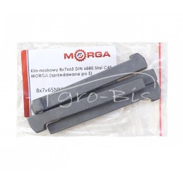 5 vnt - Pleištas antgaliui 8x7x65 DIN 6885, plienas C45, MORGA , - 8x7x65NM