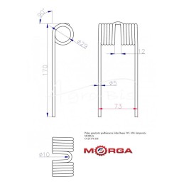5 vnt - John Deere 545, 630 rinktuvo spyruoklinis pirštas, stačiu kampu, dažytas milteliniu būdu MORGA - CC25176.1M