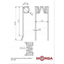 5 vnt - Milteliniu būdu dažytas Welger MORGA preso surinkimo pirštas - 860350M