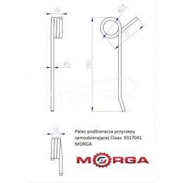 5 vnt - Claas MORGA milteliniu būdu dažytas surinkimo dantis savikrovėms priekaboms - 9317041M