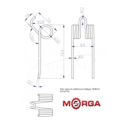 5 vnt - „Galligani 8876437“ ėmiklio spyruoklinis pirštas, dažytas milteliniu būdu, MORGA - 8876437M