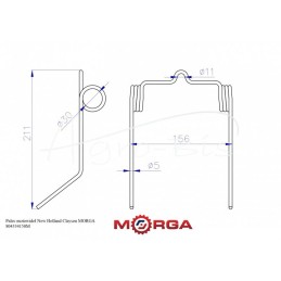 5 vnt - „New Holland Clayson 804334150“ ritės pirštas, dažytas milteliniu būdu MORGA - 804334150M