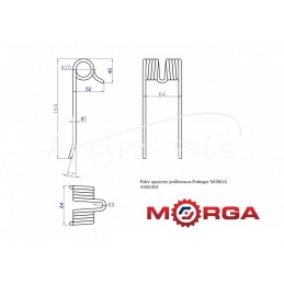 5 vnt - MORGA milteliniu būdu dažytas „Pottinger“ rinktuvo spyruoklinis dantis - 436024M