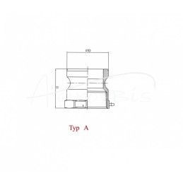 5 vnt - „Camlock“ jungties greito prijungimo kištukas, A tipo, aliuminis, 3/4 colio x 19 mm, PZL HYDRAL - ZCA19H