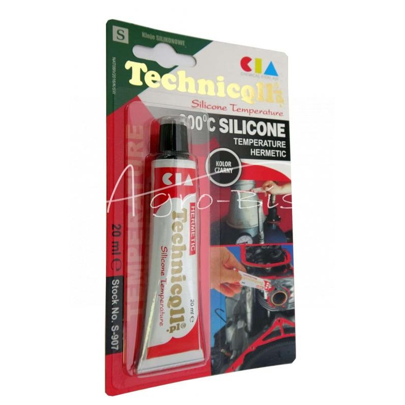 5 vnt - Aukštos temperatūros silikonas 20 ml juodas -40°C iki +300°C S-907 Technicqll - S907