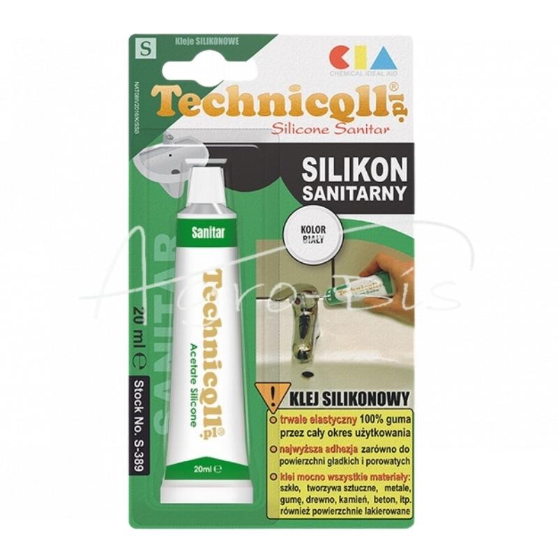5 vnt - Sanitarinis silikonas 20ml baltas, atsparus pelėsiui S-389 Technicqll - S389