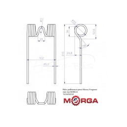 5 vnt - Massey Ferguson preso surinkimo pirštas, seno tipo, dažytas milteliniu būdu MORGA - 781943M1M