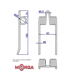 5 vnt - Hesston 7893746 Paėmimo pirštas, padengtas milteliniu būdu MORGA - 7893746M