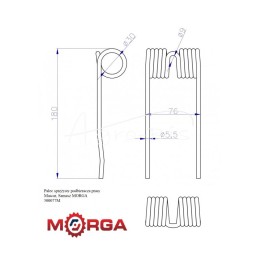 5 vnt - Spyruoklinis paėmimo pirštas Mascar, Samasz presui 500.077 MISP-005-100, dažytas milteliniu būdu MORGA - 500077M