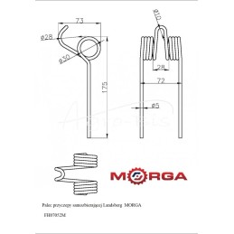 5 vnt - Landsberg savikrovės priekabos surinkimo dantis, dažytas milteliniu būdu MORGA - FH07052M