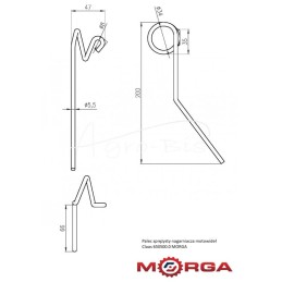 5 vnt - Ritės spyruoklinis pirštas 650500.0, milteliniu būdu dažytas Claas MORGA kombainas - 650500M