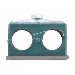 5 vnt - Dvigubas polipropileno laikiklis vamzdžiams ir kabeliams Ø 25 mm, komplektuojamas su šešiakampiais varžtais - RBP2X25MM