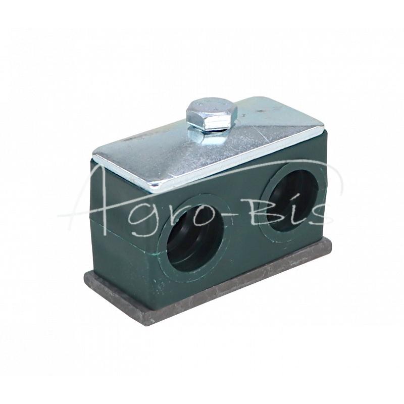 5 vnt - Dvigubas polipropileno laikiklis vamzdžiams ir kabeliams Ø 20 mm, komplektuojamas su šešiakampiais varžtais - RBP2X20MM