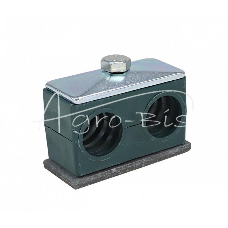 5 vnt - Dvigubas polipropileno laikiklis vamzdžiams ir kabeliams Ø 22 mm, komplektuojamas su šešiakampiais varžtais - RBP2X22MM