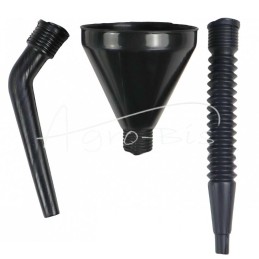 5 vnt - Trijų dalių plastikinis kuro piltuvėlis su lanksčiu ir kampuotu antgaliu. Poliruokite. - LP3CP