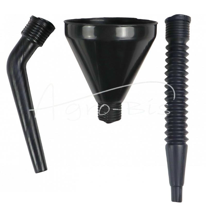 5 vnt - Trijų dalių plastikinis kuro piltuvėlis su lanksčiu ir kampuotu antgaliu. Poliruokite. - LP3CP