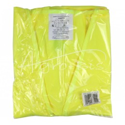 5 vnt - Geltona fluorescencinė įspėjamoji liemenė su dviem šviesą atspindinčiomis juostelėmis, priekyje užsegimu „Velcro“, XL dy