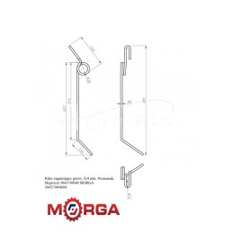 5 vnt - Dešinysis akėčio pirštas, FI-8 mm, Poznanės sėjamosios, Meprozet 3043530040, dažytas milteliniu būdu MORGA - 3043530040M