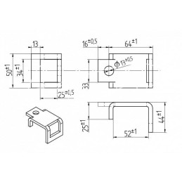 5 vnt - Dantų gaubtas 32x10 profiliui 50x15 1417/00-006/1 Bagra blokas - 50x15