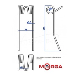 5 vnt - „Gallignani Feraboli 8876493“ ėmiklio pirštas, padengtas milteliniu būdu MORGA - 8876493M