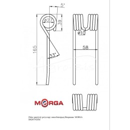 5 vnt - Bergmann savikrovės priekabos spyruoklinis dantis, dažytas milteliniu būdu MORGA - B02055426M