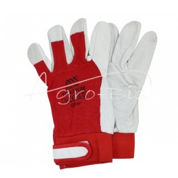 5 vnt - Apsauginės pirštinės iš pilno grūdo karvės odos, penkių pirštų elastinės, titano raudonumo, 9 dydis - ROTC9