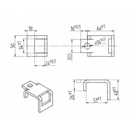 5 vnt - Dantų gaubtas 32x12 profiliui 50x12 1417/00-006/8 Bagra blokas - 50x12