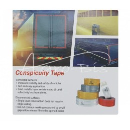 5 vnt - Nuolatinė atšvaitinė juosta, 50 mm pločio, 50 m ilgio, raudona - TOC50M