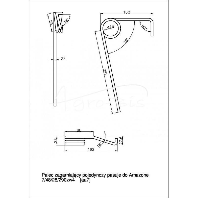 5 vnt - Amazone vienos sėjos noragėlis 7/48/28/290 - 3409200