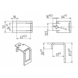 5 vnt - Dantų gaubtas 32x12 profiliui 50x50 1417/00-006/4 Bagra blokas - 50x50-12