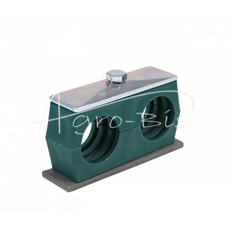 5 vnt - Dvigubas polipropileno laikiklis vamzdžiams ir kabeliams Ø 35 mm, komplektuojamas su šešiakampiais varžtais - RBP2X35MM