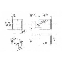 5 vnt - Dantų gaubtas 32x10 profiliui 50x20 1417/00-006/2 Bagra blokas - 50x20
