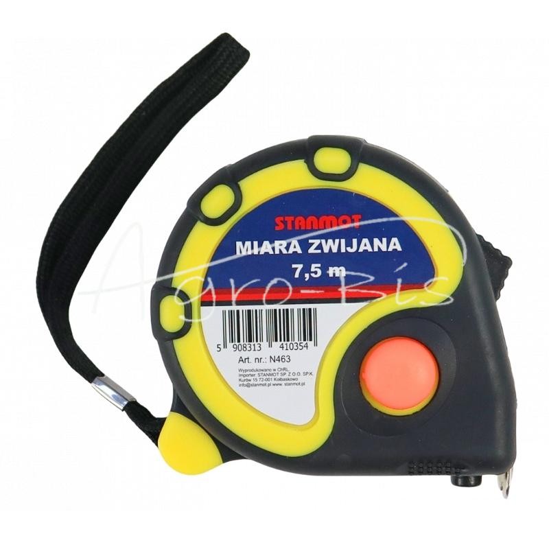 5 vnt - Ruletė su ritinėliu, 7,5 m, plieninė, 25 mm pločio - MZ7.5M