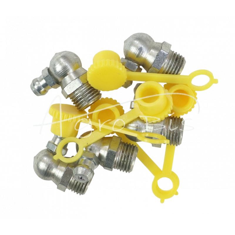 5 vnt - Tepimo antgalių rinkinys M10x90 5 vnt., tepalo antgalio dangtelis geltonas PZL HYDRAL - 714121090ZUH
