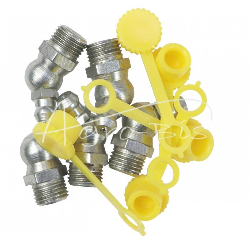 5 vnt - Tepimo antgalių rinkinys M10x45 5 vnt., tepalo antgalio dangtelis geltonas PZL HYDRAL - 714121045ZUH