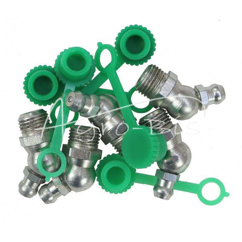 5 vnt - Tepimo antgalių rinkinys M10x45 5 vnt., žalias tepalo antgalio dangtelis PZL HYDRAL - 714121045ZH