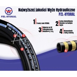 Hidraulinė žarna užspaudžiamai DN06, 2 pynimų, 400 barų , HYDRAL, - 06SN2W50H