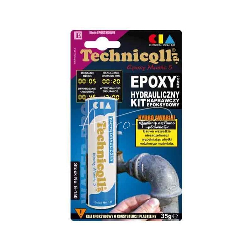 5 vnt - Epoksidinis santechnikos glaistas CO 35g lizdinėje plokštelėje, tinka drėgniems paviršiams E-150 Technicqll - E150