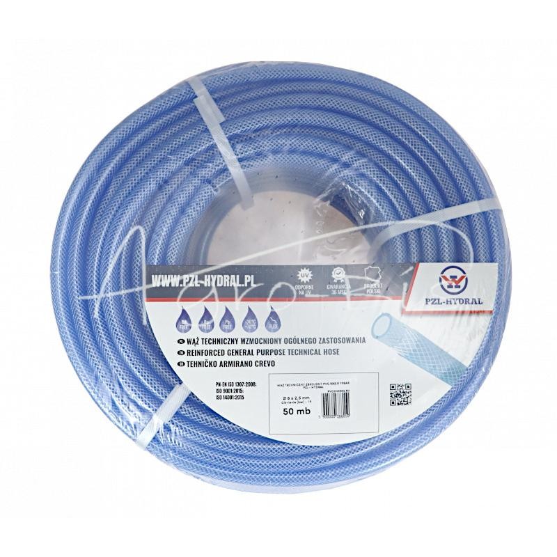 10 vnt - Sustiprinta techninė žarna PVC 8X2.5 19bar PZL - HYDRAL - PVCDN08X2.5H