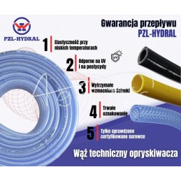10 vnt - Sustiprinta techninė žarna PVC 8X2.5 19bar PZL - HYDRAL - PVCDN08X2.5H