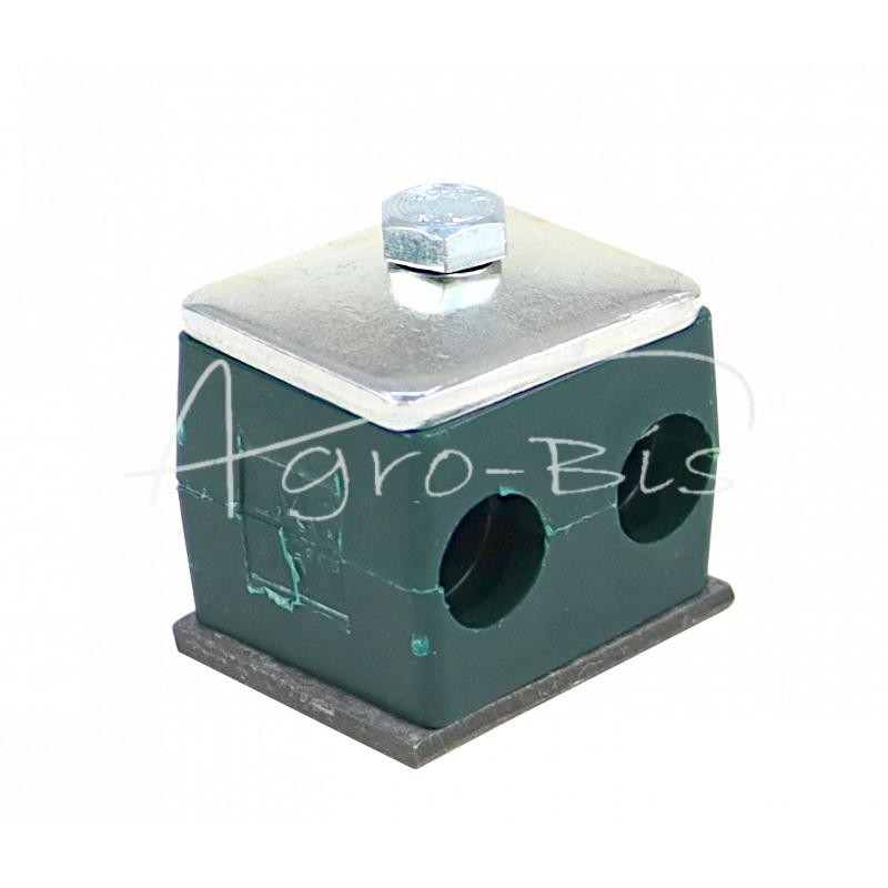 10 vnt - Dvigubas polipropileno laikiklis 12 mm skersmens vamzdžiams ir kabeliams, komplektuojamas su šešiakampiais varžtais - R