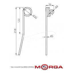 10 vnt - Ritės pirštas 800021.0 6903091, milteliniu būdu dažytas Claas MORGA kombainas - 8000210M