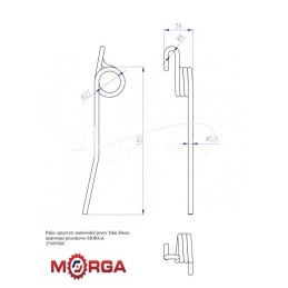 10 vnt - Dešinysis ritės spyruoklinis pirštas Z56958 L 210 MM John Deere milteliniu būdu dažytas MORGA - Z56958M