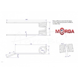 10 vnt - Z-224/1 kvadratinio preso surinkimo pirštas, dažytas milteliniu būdu MORGA - 5223000170M