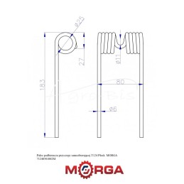 10 vnt - Savikrovės priekabos surinkimo dantis T124 71240501002 Płock, dažytas milteliniu būdu MORGA - 71240501002M