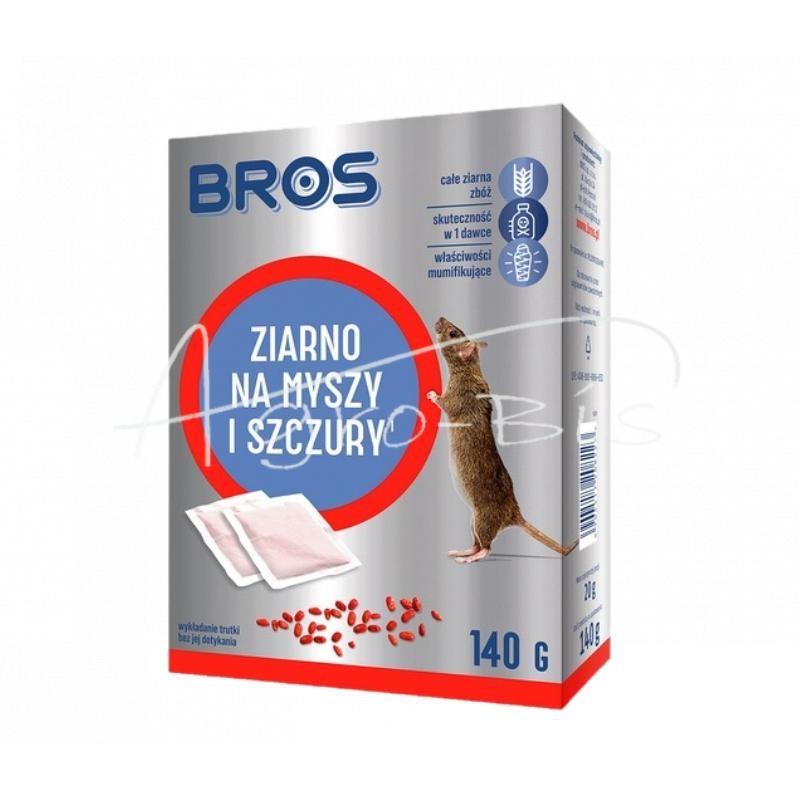 10 vnt - Grūdų nuodai pelėms ir žiurkėms 140 g Bros - 1628B