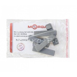 10 vnt - Pleištas antgaliui 8x7x25 DIN 6885, plienas C45, MORGA , - 8x7x25NM